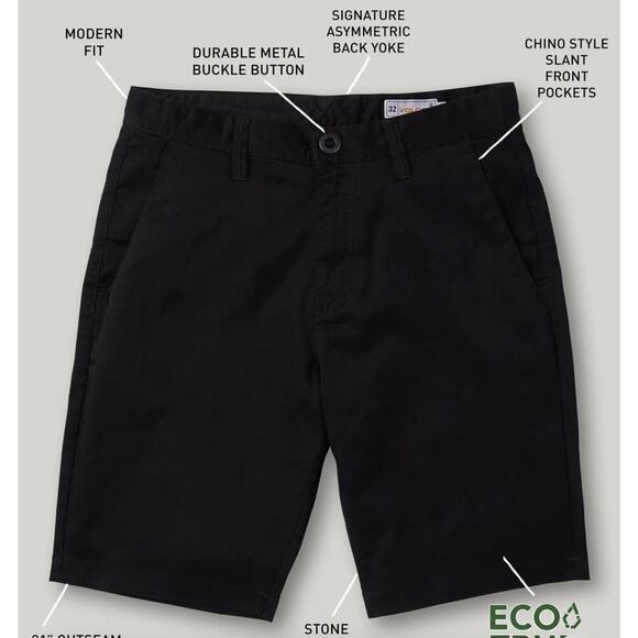Volcom Mens Black Style Frickin Modern Chino Shorts Size 31 - Picture 1 of 4